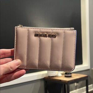 Michael Kors Powder Blush Quilted Card Holder, Coin Pouch